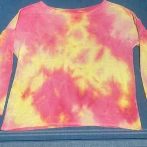 Tie dye pink and yellow light gauzy sweatshirt